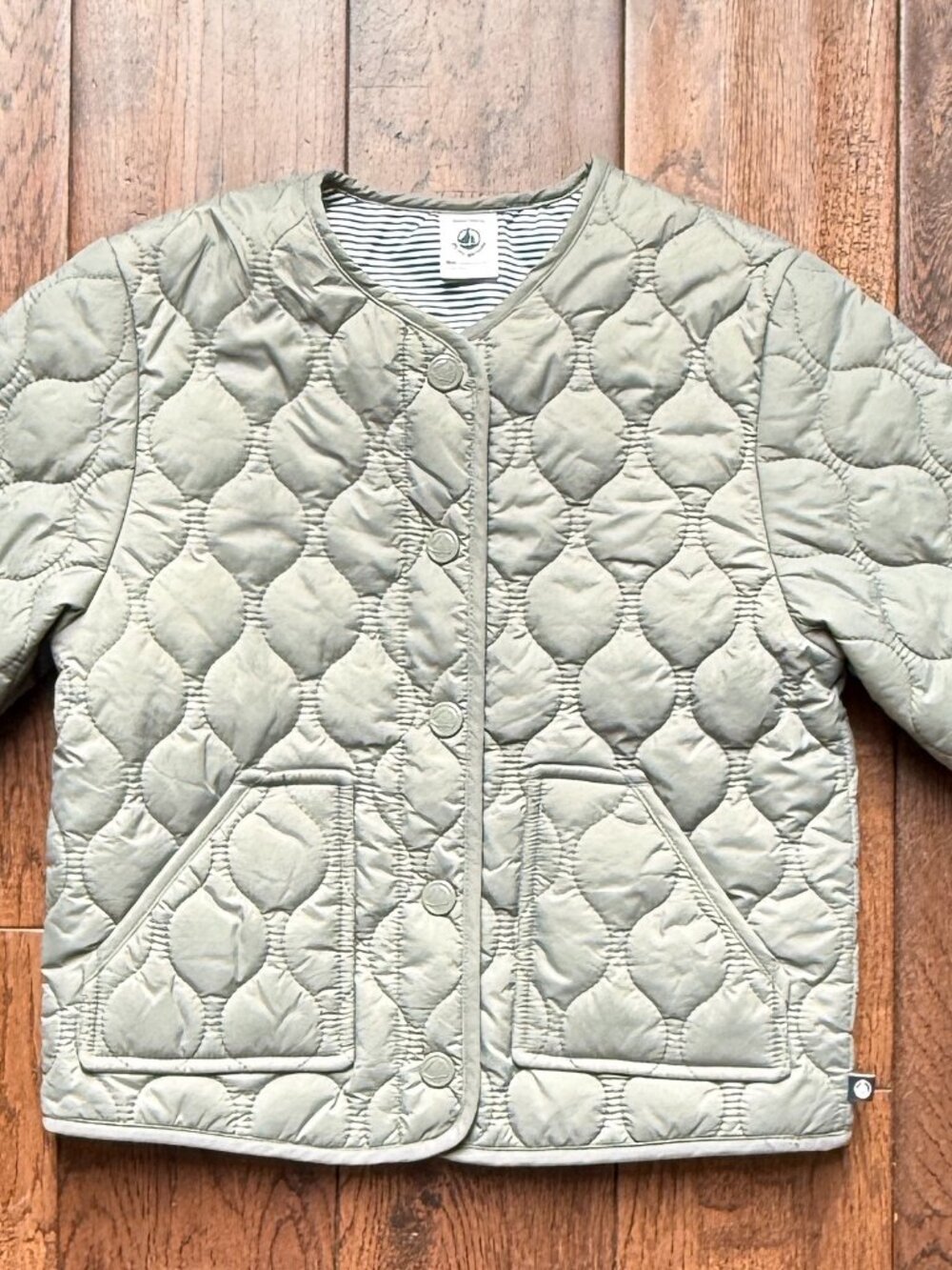 Petit Bateau Quilted Jacket (Sage Green)